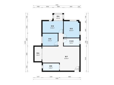 天鹅湖花园小区3室1厅户型图2