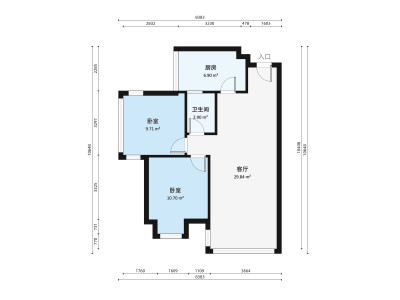 右岸春天小区2室2厅户型图1