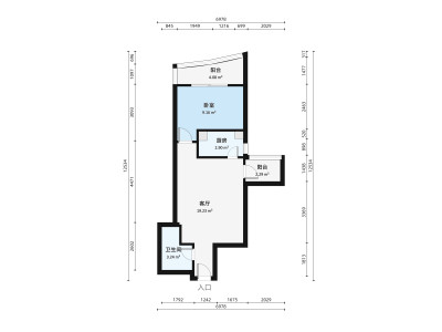 润恒大厦小区1室1厅1卫户型图2