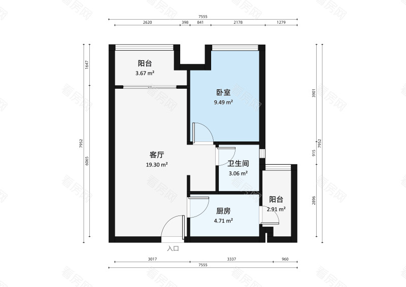 万科城南区小区1室1厅户型图