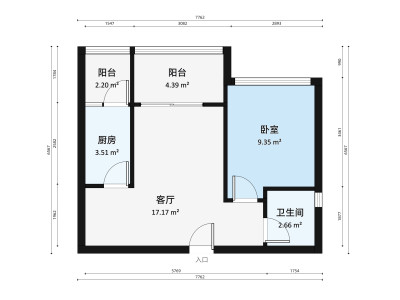 锦缘里嘉园小区1室1厅户型图1