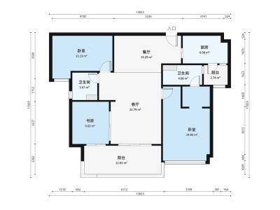 时代云来小区3室2厅户型图2