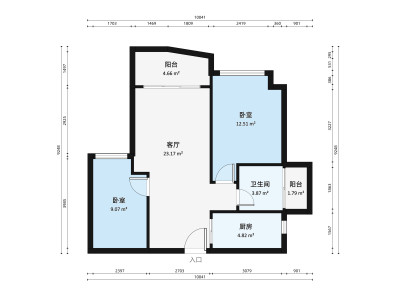 华发峰景湾小区2室1厅户型图5