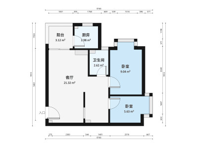御华苑小区2室2厅户型图1