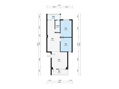 新港花园(东区)小区2室2厅户型图1