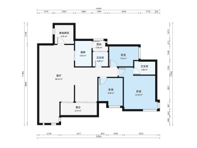 万科四季花城小区4室3厅户型图5