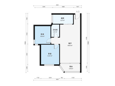 中星广场小区2室2厅户型图1