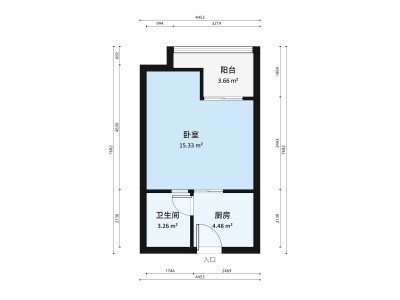 华业香庄小区1室1厅户型图1