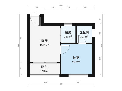 南泰明湾小区1室1厅户型图1