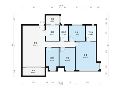 樵汇花园小区4室1厅户型图1