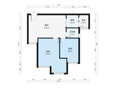 海纳君庭小区2室1厅户型图3