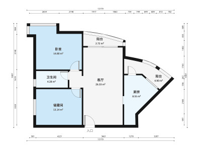 宏逸华庭小区2室2厅户型图1