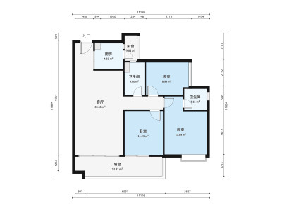 保利茉莉公馆小区3室1厅户型图3