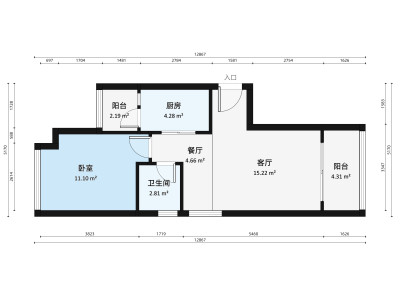 碧水岸小区1室2厅户型图3