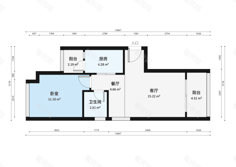 碧水岸小区1室2厅户型图