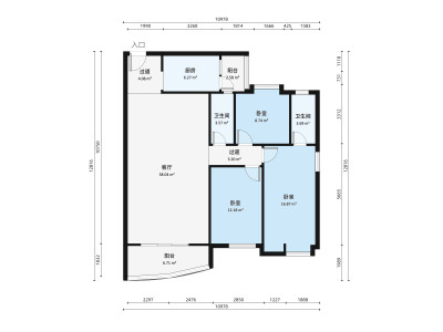 府又祥兴苑小区3室2厅户型图3