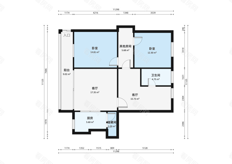 康乐大街小区3室2厅户型图2
