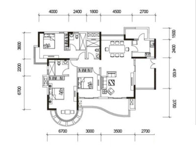 君御海城小区4室2厅3卫户型图2