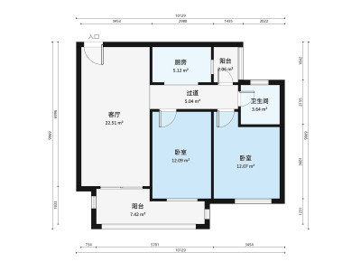 江山里榕府小区2室1厅户型图4