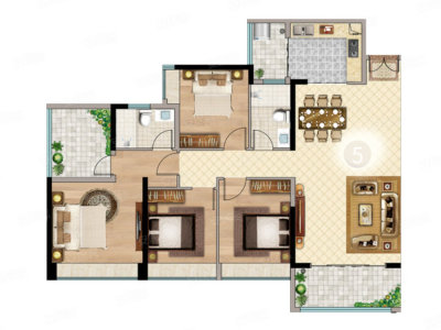 君御海城小区4室2厅2卫户型图1