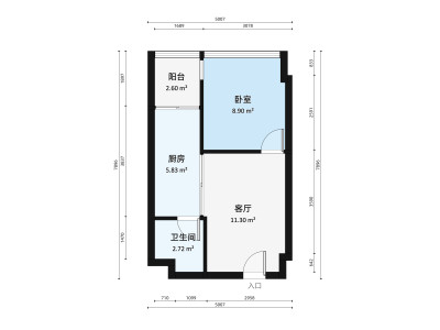 白金假日公寓小区1室1厅户型图1