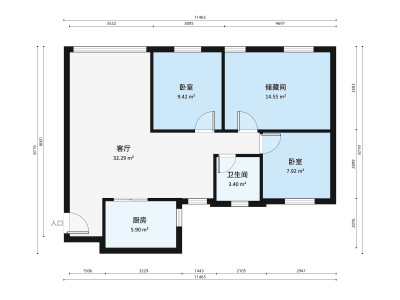 翠花苑小区3室2厅户型图5