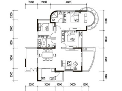 君御海城小区3室2厅2卫户型图1