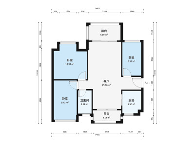 天麓花园小区2室2厅户型图1