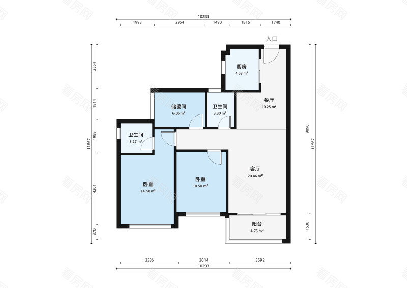 格林泊乐二期小区3室2厅户型图