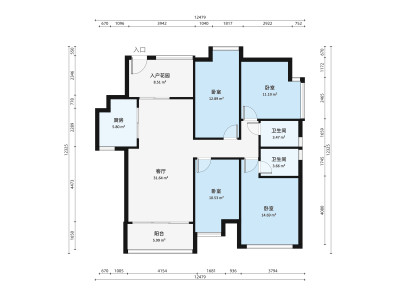 地铁金融城小区4室2厅户型图2