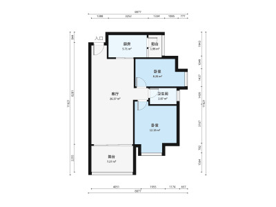 富通城一期小区2室1厅户型图4