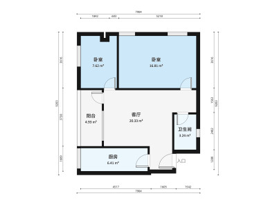 翠苑花园小区2室1厅户型图2
