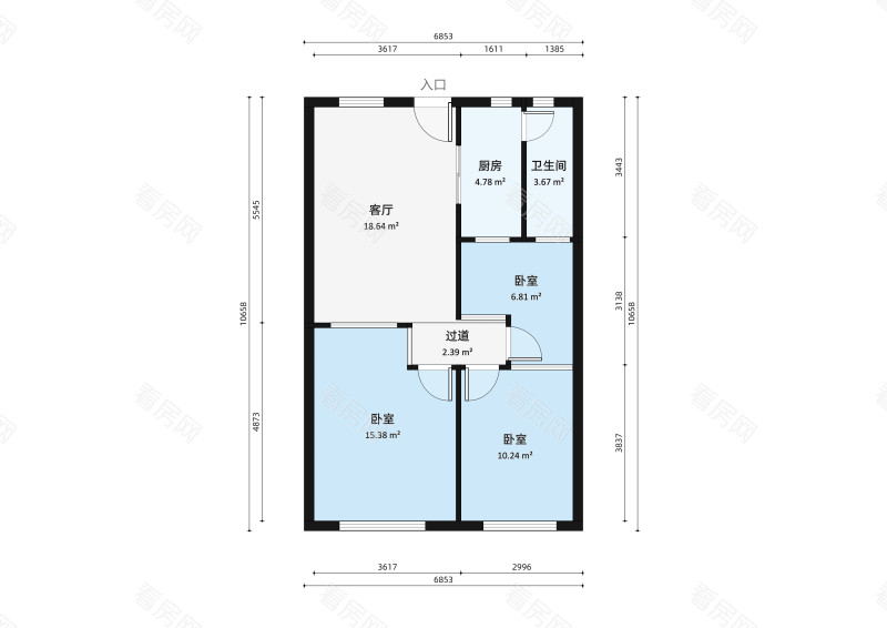 庆乐楼小区3室2厅户型图2