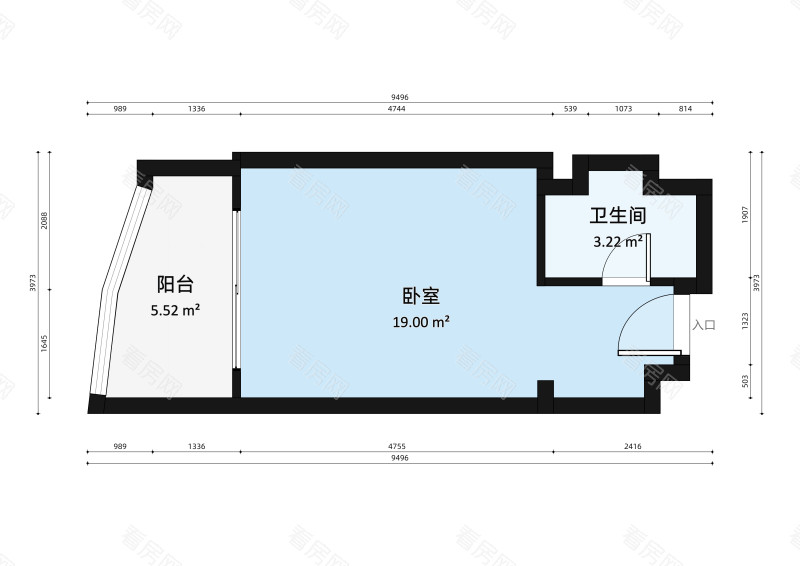 正和中州小区1室1厅户型图3
