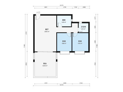 港丽豪园小区2室1厅户型图4