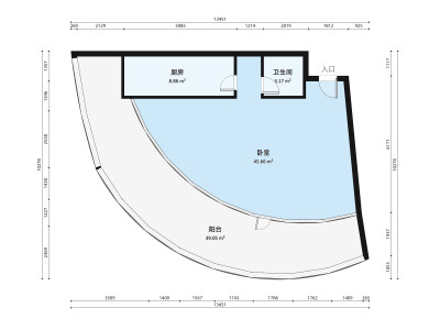 璞岸花园一期小区2室1厅户型图7