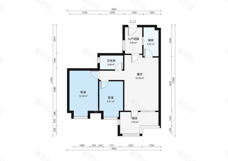 时代倾城三期小区2室2厅户型图