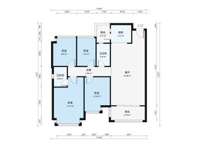 聚兴花园小区4室2厅户型图1