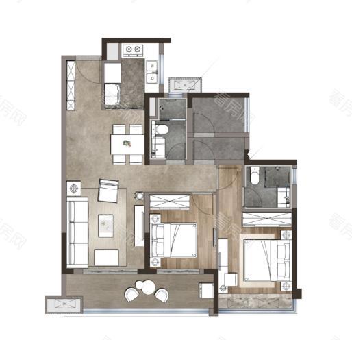 映月湖保利天珺 3室2厅 96.54㎡ 精装_映月湖保利天珺二手房户型图片1