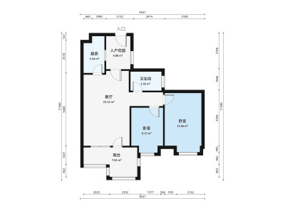 时代倾城二期小区2室2厅户型图1