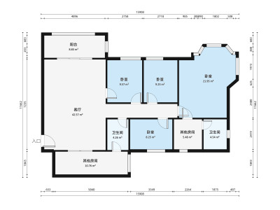 翠盈明珠小区4室2厅户型图2