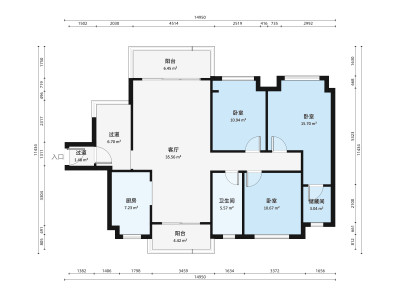 御林湖花园小区4室2厅户型图1