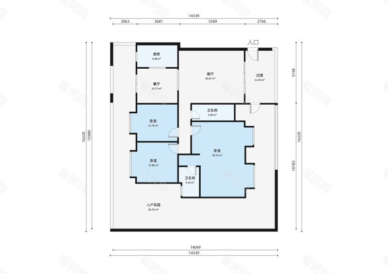 帝景豪庭东区3室2厅户型图1