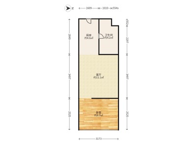 宝能太古城小区1室1厅1卫户型图2