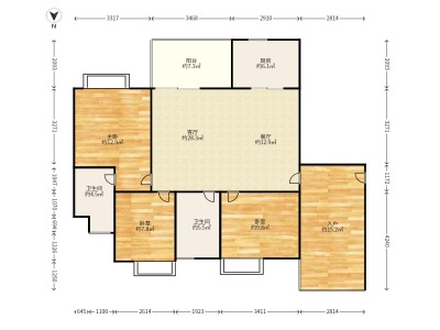 天麓花园小区4室2厅2卫户型图2