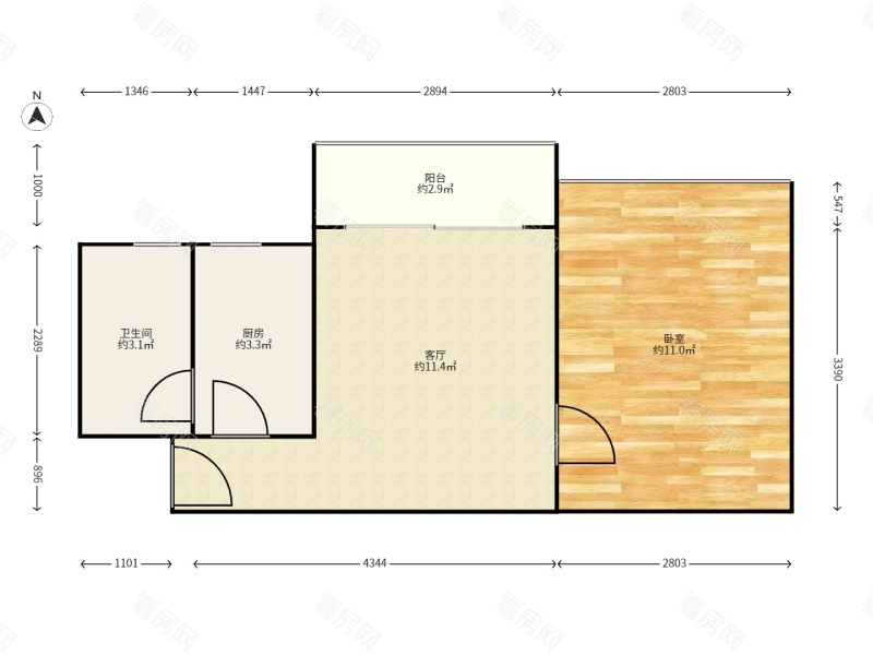 皇庭世纪小区1室1厅1卫户型图74