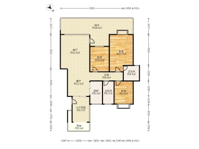 帝景豪庭东区小区4室2厅2卫户型图1