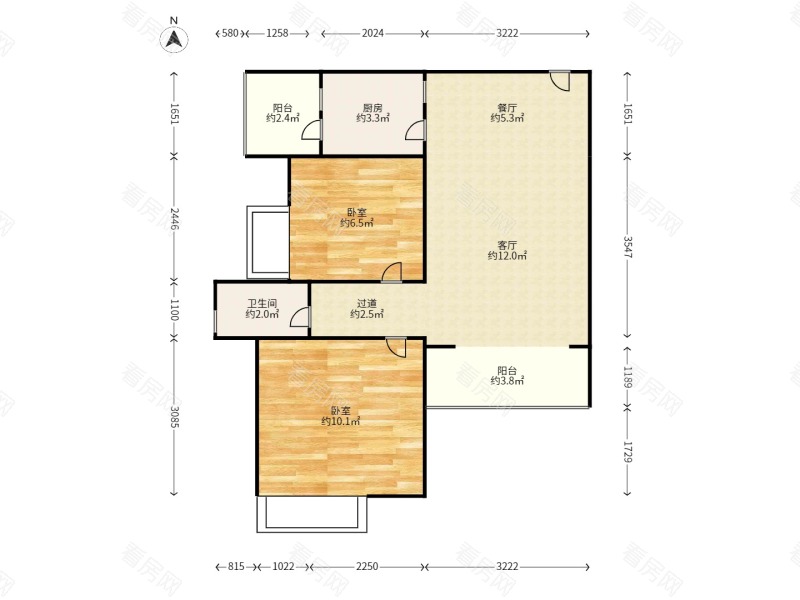 中央城一期(章贡区)小区2室2厅1卫户型图13