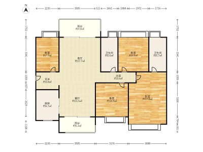 时代天韵小区4室2厅2卫户型图1