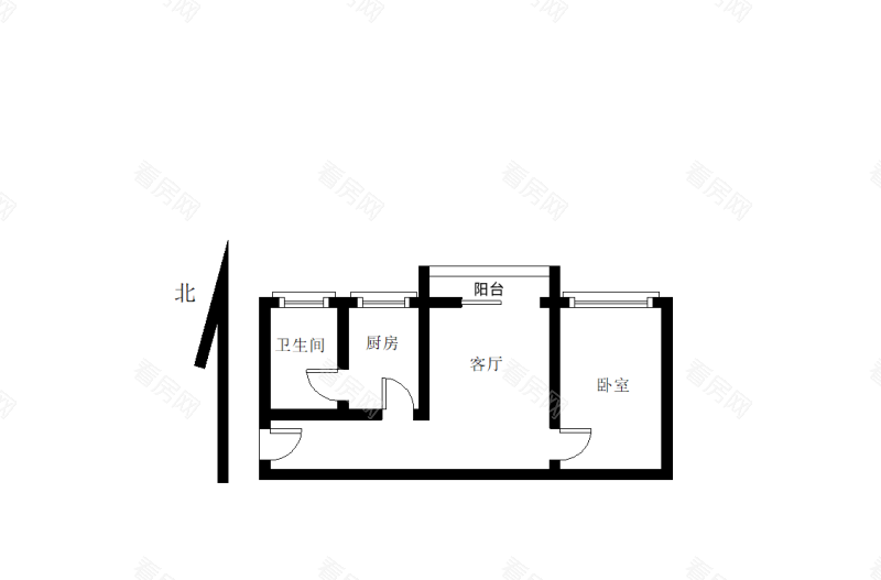 皇庭世纪小区1室1厅1卫户型图72